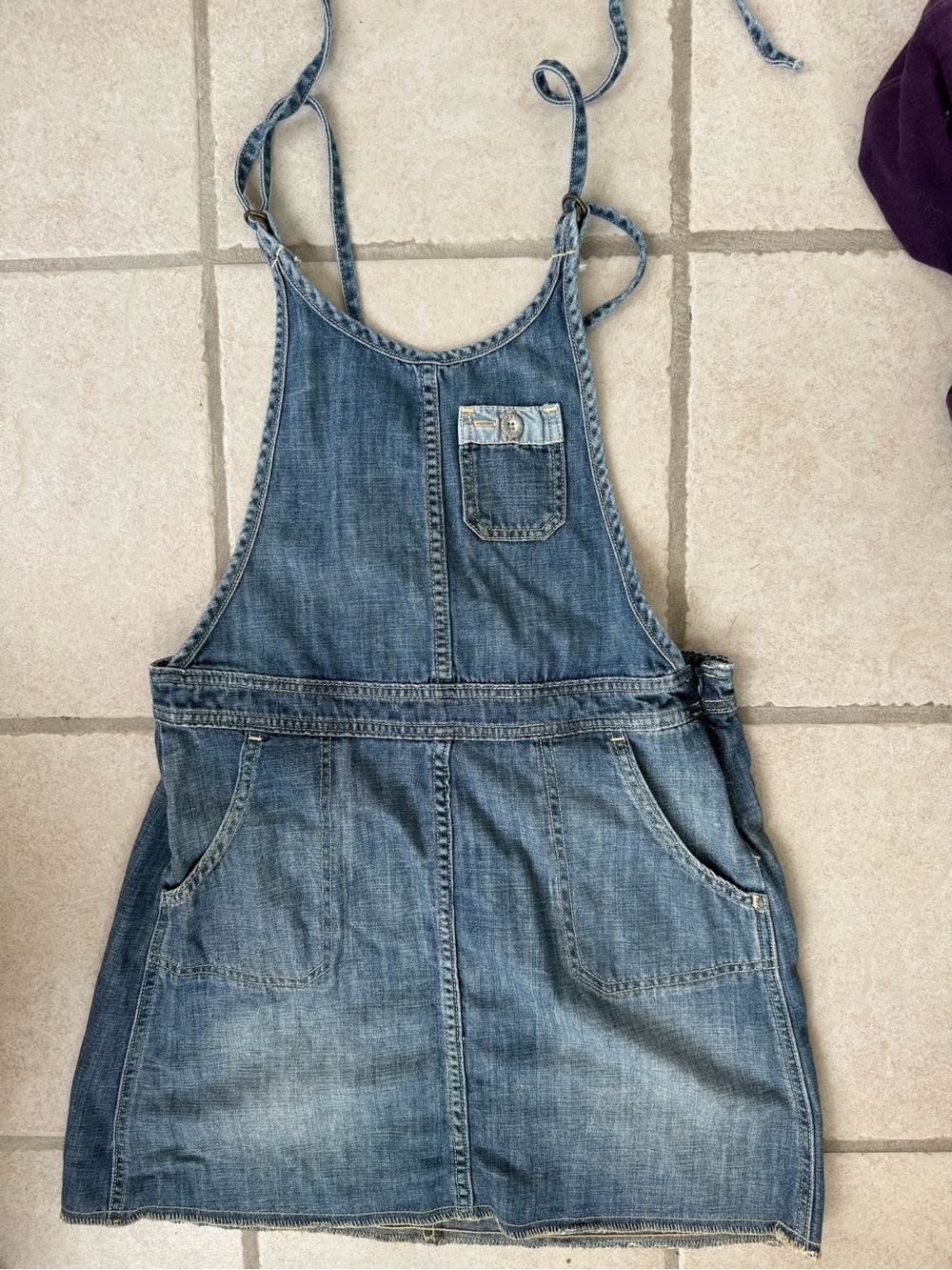 Levi's Light Blue Denim Overall Dress with Cross Back and Pockets